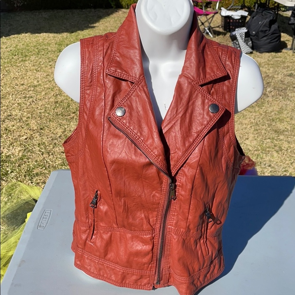 Faux leather vest
